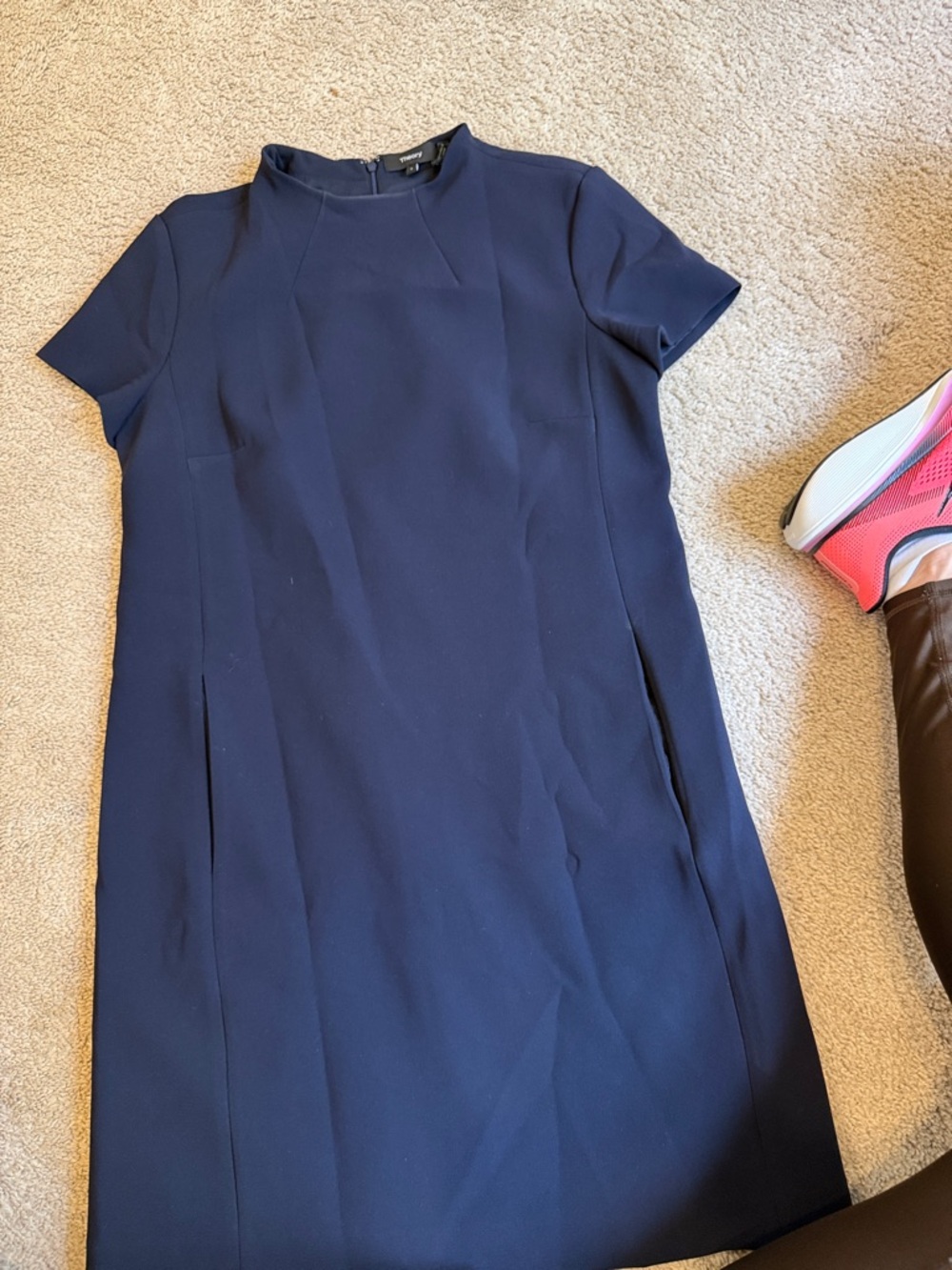 Theory Navy Short-Sleeve Sheath Dress